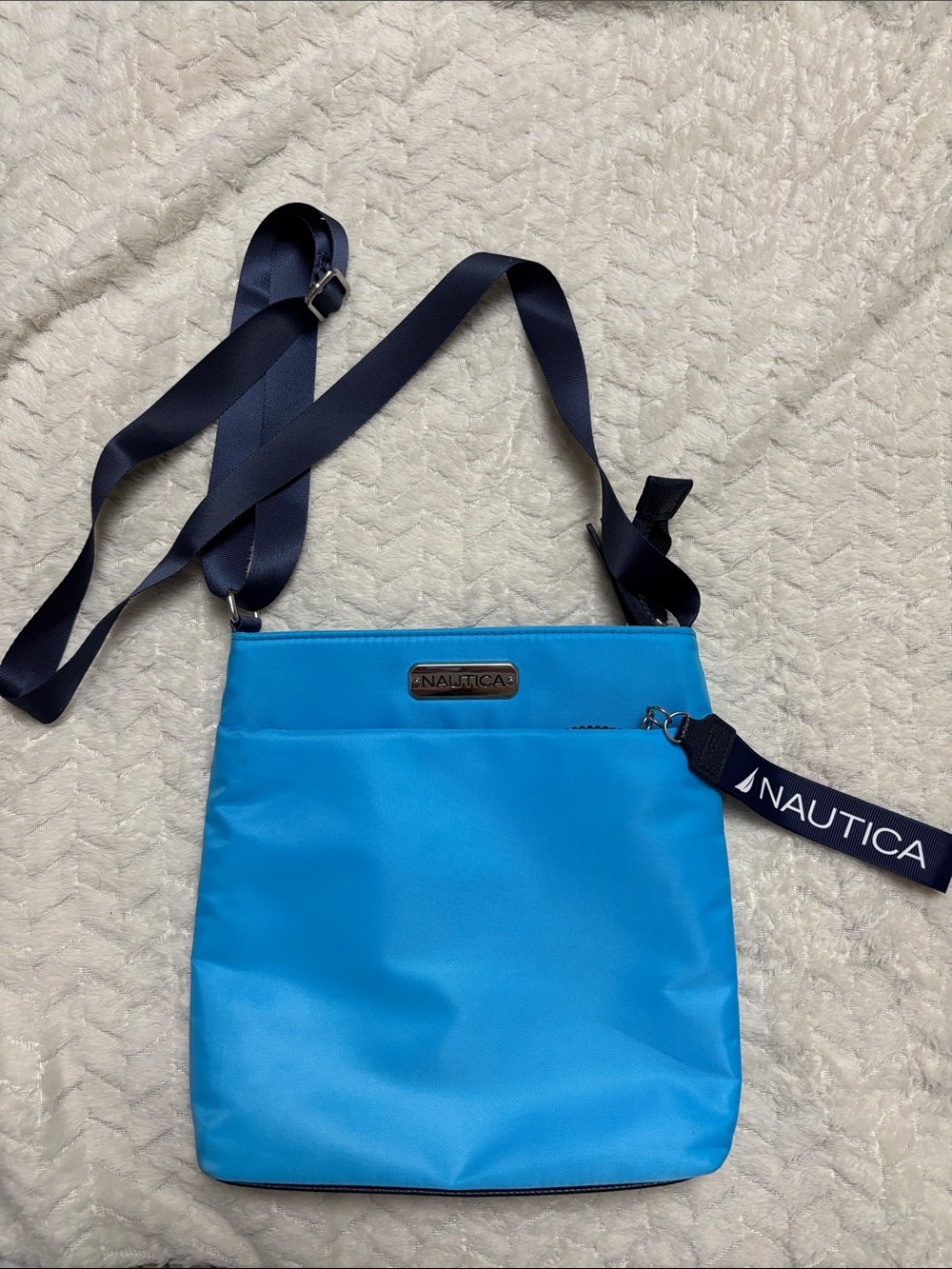 Nautica Turquoise Blue Crossbody with Navy Strap